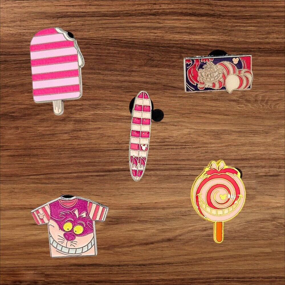 5 Alice in Wonderland Disney Parks Trading Pins, Plus 2 Bonus Pins